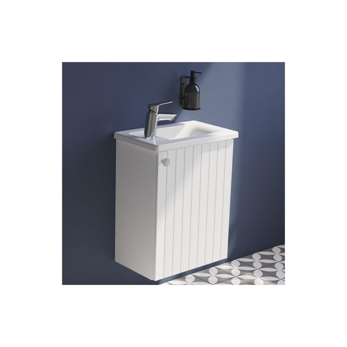 VitrA Root Groove 40cm 1 Door Wall Hung Slim Washbasin Unit - Unbeatable Bathrooms