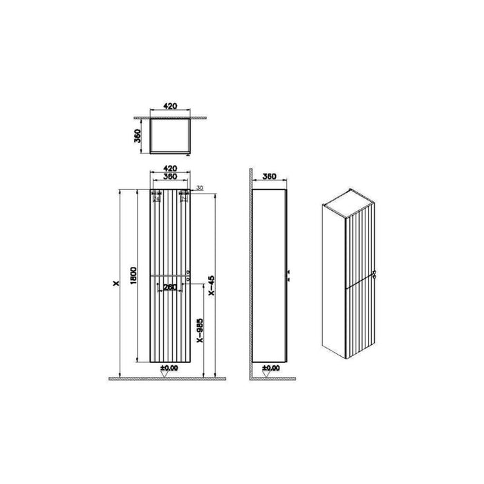 VitrA Root Groove 40cm 2 Door Tall Unit (LH Hinge) - Unbeatable Bathrooms