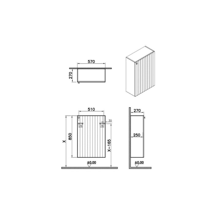 VitrA Root Groove 1 Door Slim Lower/Base Unit - Unbeatable Bathrooms