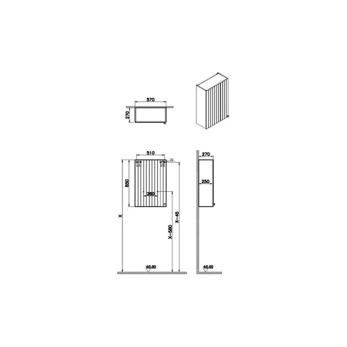 VitrA Root Groove 60cm 1 Door Upper/Wall Unit - Unbeatable Bathrooms