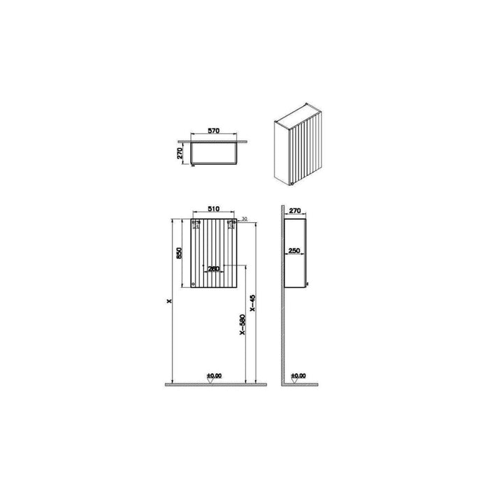 VitrA Root Groove 60cm 1 Door Upper/Wall Unit - Unbeatable Bathrooms