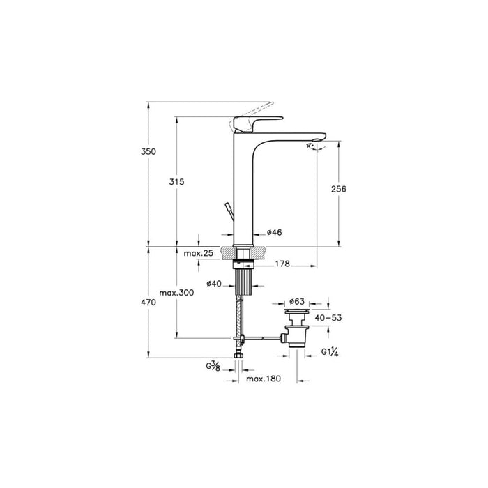 VitrA Root Round Tall Basin Mixer w/Waste Lever - Unbeatable Bathrooms