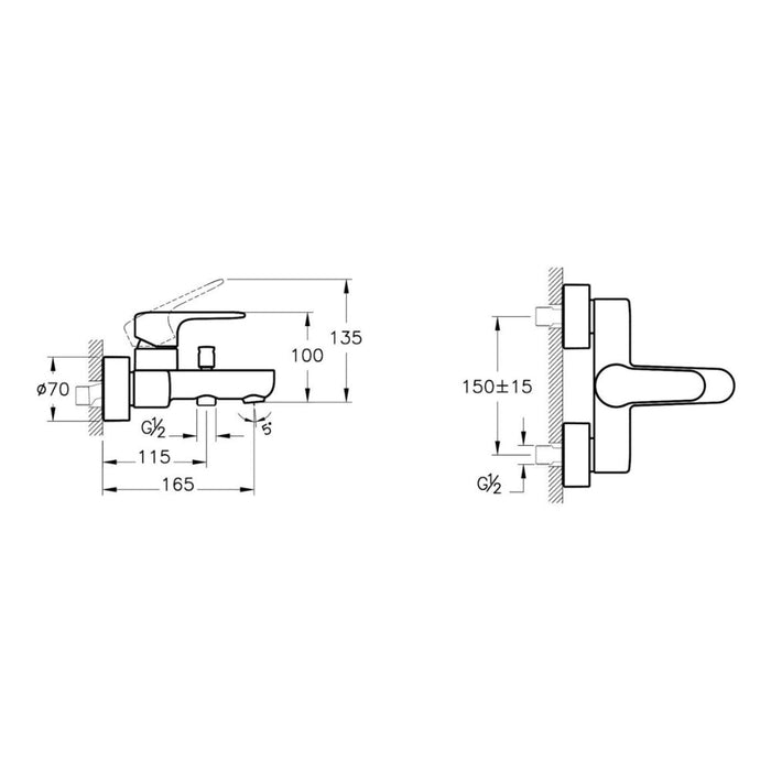 VitrA Root Round Wall Mounted Bath/Shower Mixer - Unbeatable Bathrooms
