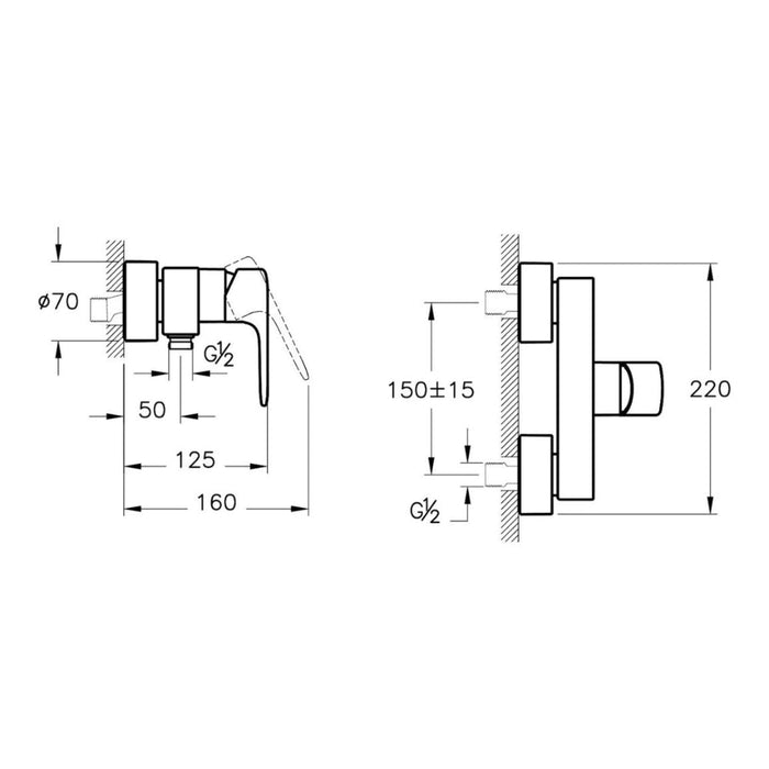 VitrA Root Round Wall Mounted Shower Mixer - Unbeatable Bathrooms