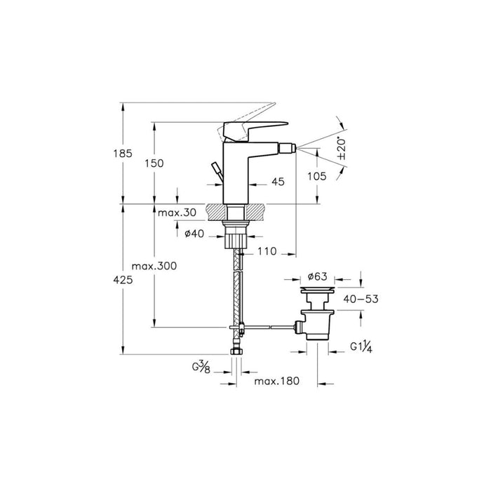 VitrA Root Square Bidet Mixer - Unbeatable Bathrooms