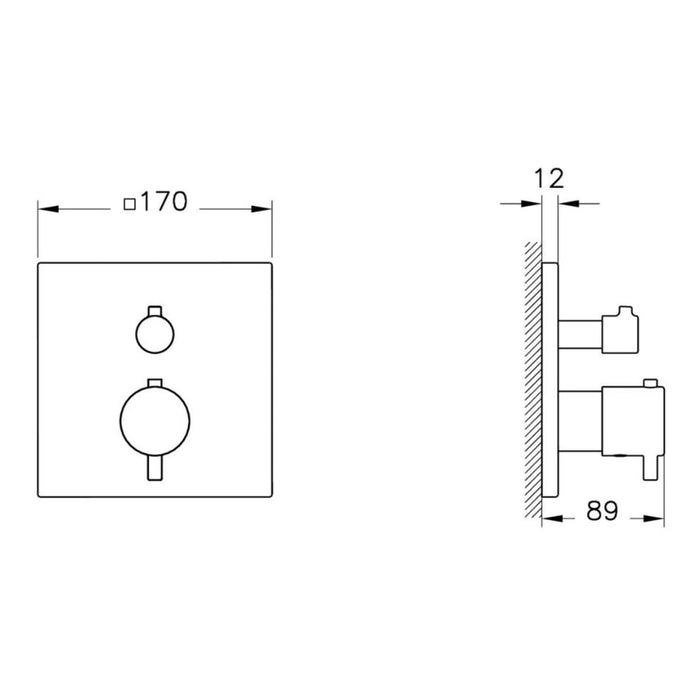 VitrA Root Square Integrated Thermostatic 2-Way Shower Mixer Valve - Unbeatable Bathrooms