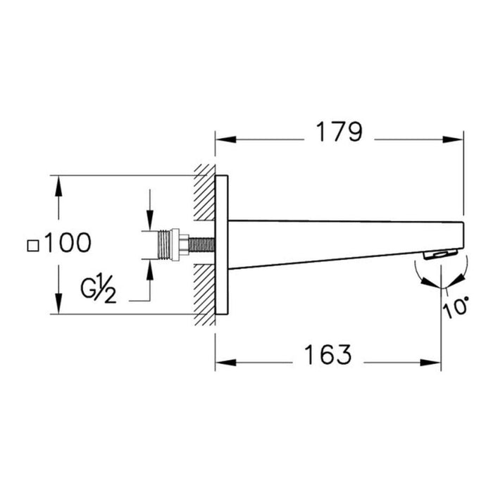 VitrA Root Square Wall Mounted Bath Spout - Unbeatable Bathrooms