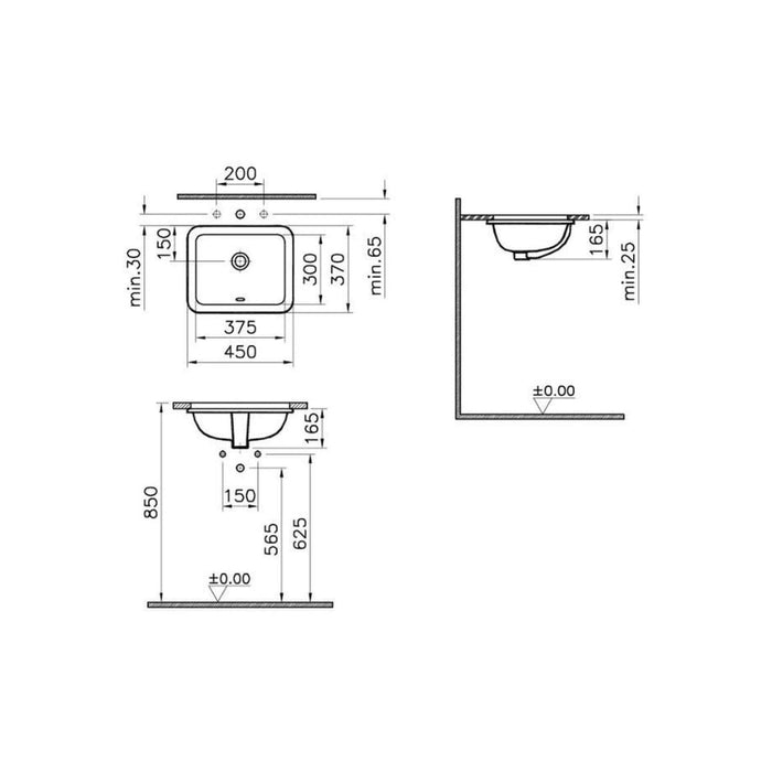 VitrA S20 0TH Undercounter Basin - White - Unbeatable Bathrooms