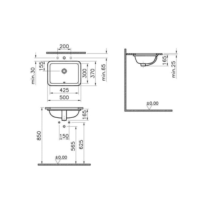 VitrA S20 0TH Undercounter Basin - White - Unbeatable Bathrooms