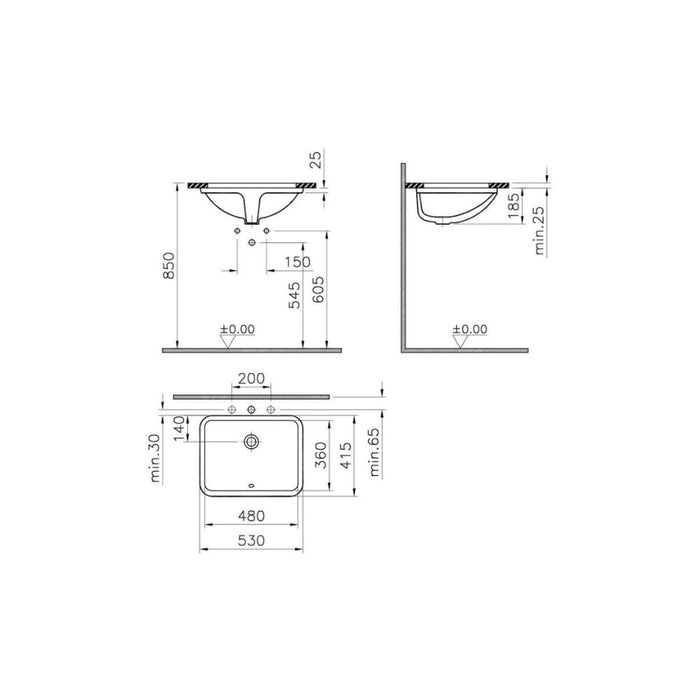 VitrA S20 0TH Undercounter Basin - White - Unbeatable Bathrooms