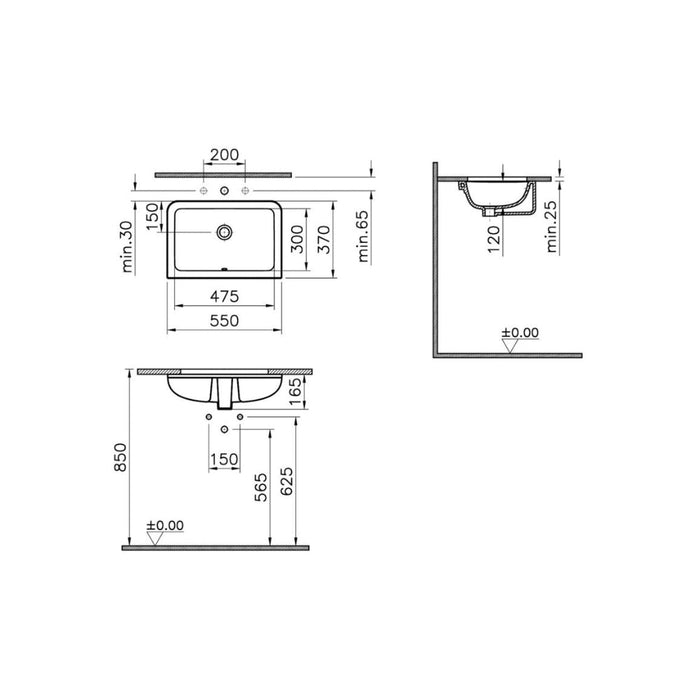 VitrA S20 0TH Undercounter Basin - White - Unbeatable Bathrooms