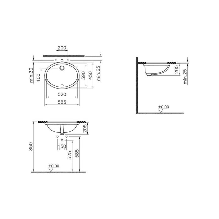 VitrA S20 0TH Undercounter Basin - White - Unbeatable Bathrooms