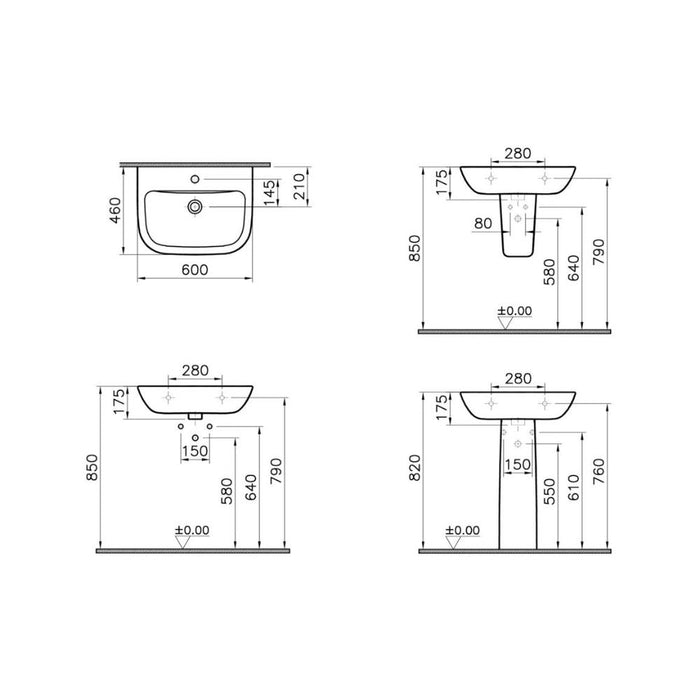 VitrA S20 Basin Only - White - Unbeatable Bathrooms