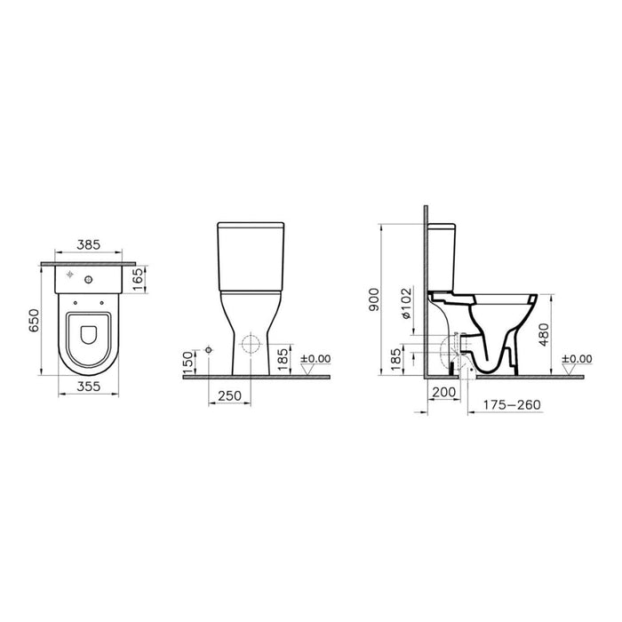 VitrA S50 Close Coupled Pan Only - White - Unbeatable Bathrooms
