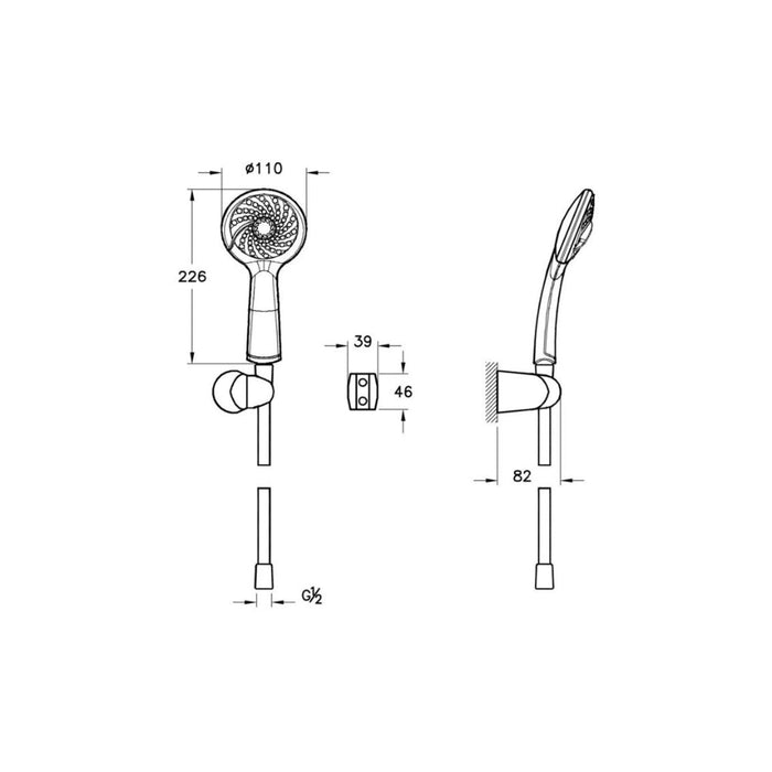 VitrA Samba 3-Function Hand Shower - Chrome - Unbeatable Bathrooms