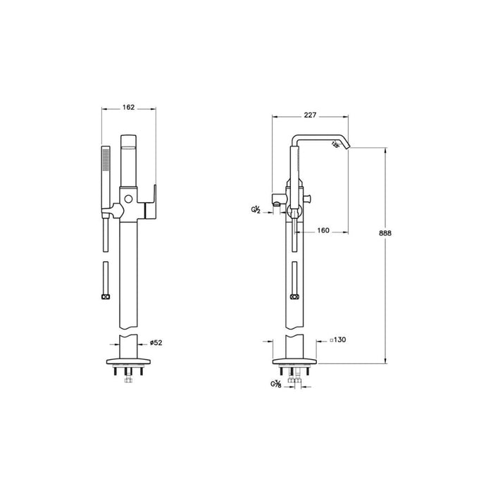 VitrA Suit Floor Standing Bath/Shower Mixer - Unbeatable Bathrooms
