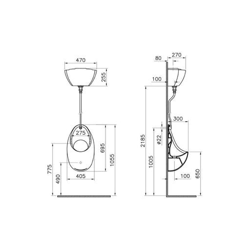 VitrA Urinal w/Concealed Trap - White - Unbeatable Bathrooms