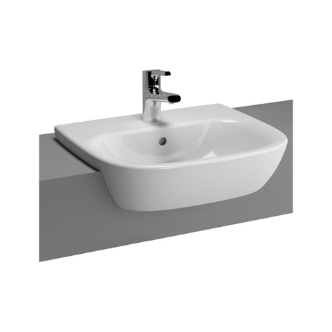 VitrA Zentrum 495x425mm 1TH Semi Recessed Basin - White - Unbeatable Bathrooms