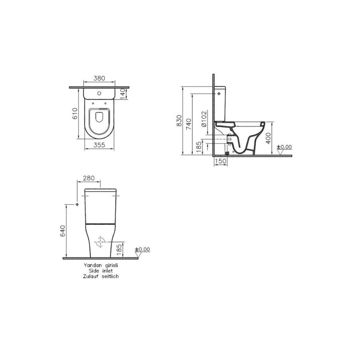 VitrA Zentrum Open Back Close Coupled Pan Only - White - Unbeatable Bathrooms