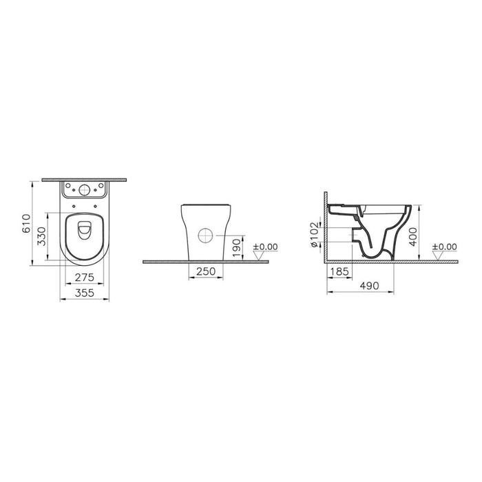 VitrA Zentrum SmoothFlush Fully Shrouded Close Coupled Pan Only - White - Unbeatable Bathrooms