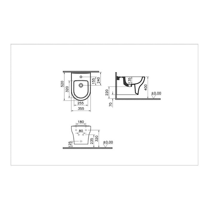 VitrA Zentrum Wall Hung Bidet - White - Unbeatable Bathrooms