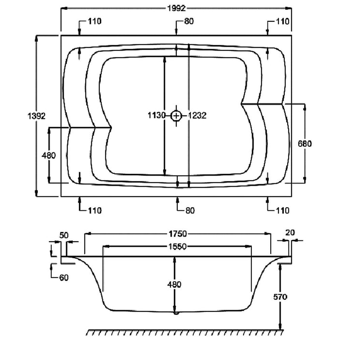Carron Celsius 1700mm x 900mm Carronite Shower Bath - Unbeatable Bathrooms