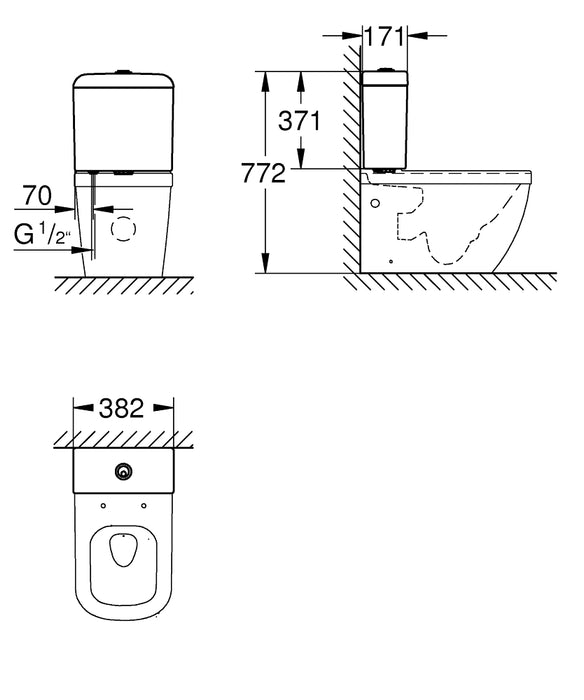 Grohe Euro Ceramic Close Coupled Toilet (Closed Back) With Soft Close Seat - Unbeatable Bathrooms