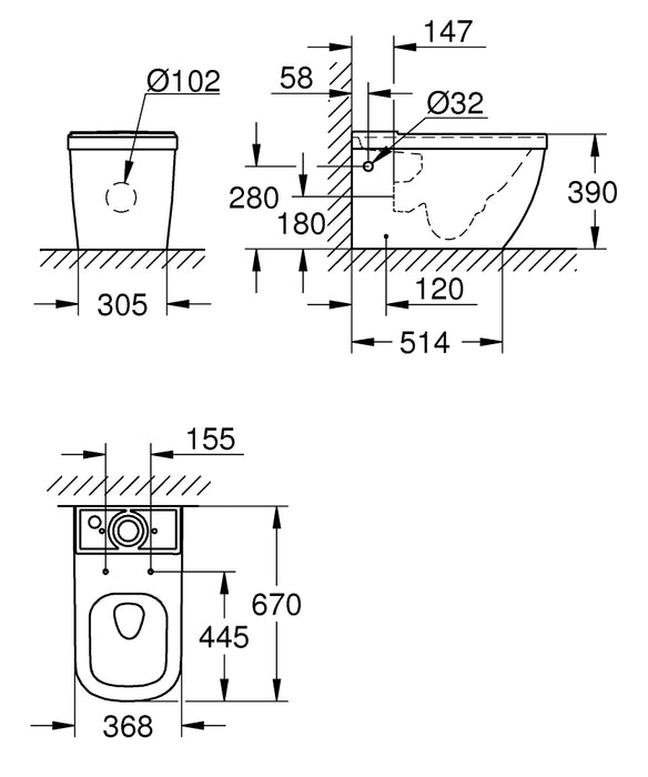 Grohe Euro Ceramic Close Coupled Toilet (Closed Back) With Soft Close Seat - Unbeatable Bathrooms