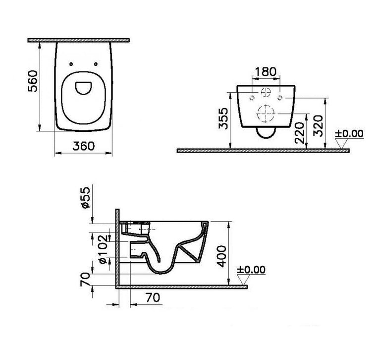 Vitra M-Line Rimless Wall Hung Toilet - Unbeatable Bathrooms