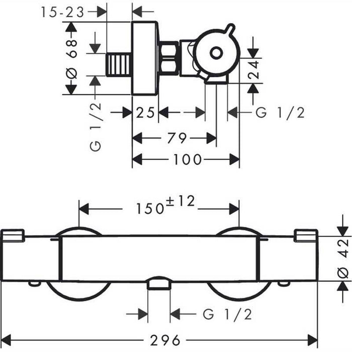 Hansgrohe Ecostat - Thermostatic Shower Mixer 1001 Cl for Exposed Installation - Unbeatable Bathrooms