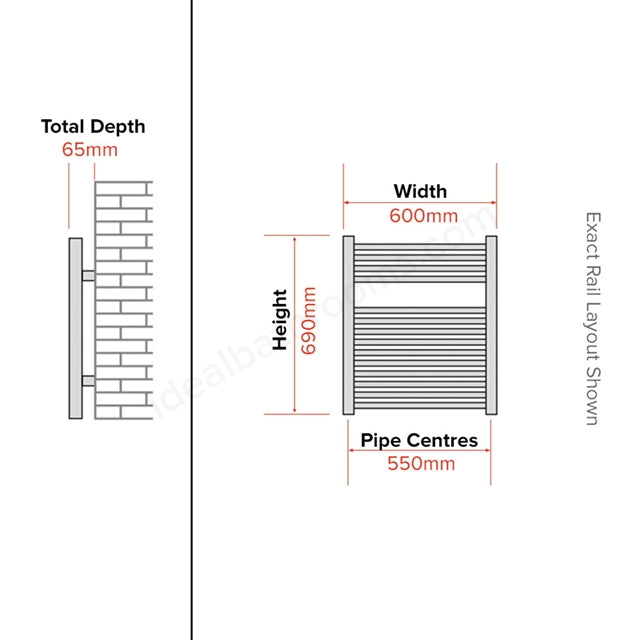 Essential Standard Curved Chrome Towel Warmer - Unbeatable Bathrooms