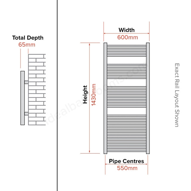 Essential Standard Curved Chrome Towel Warmer - Unbeatable Bathrooms