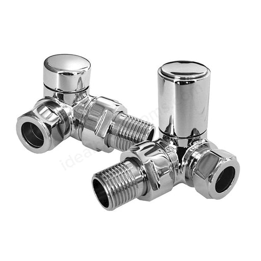 Essential Corner Radiator Valves; Corner Valve; 15mm Pipe; Chrome - Unbeatable Bathrooms