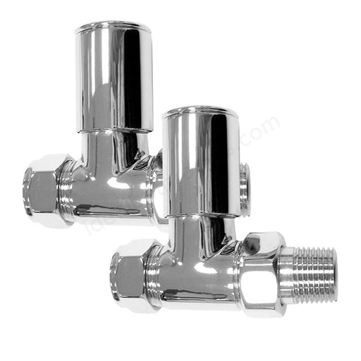 Essential Deluxe Radiator Valves; Straight Valve; 15mm Pipe; Chrome - Unbeatable Bathrooms