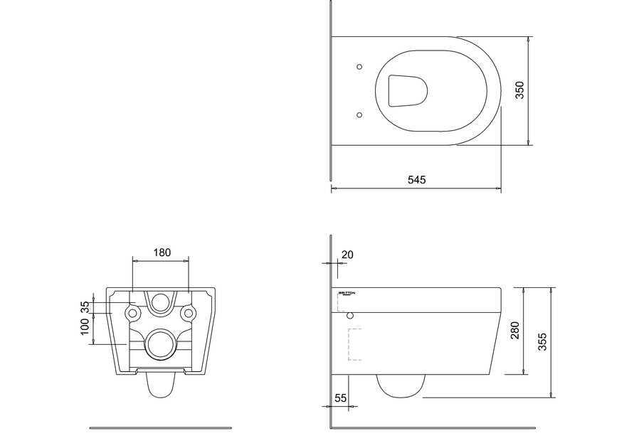 Britton Stadium Wall Hung WC Including Seat - Unbeatable Bathrooms