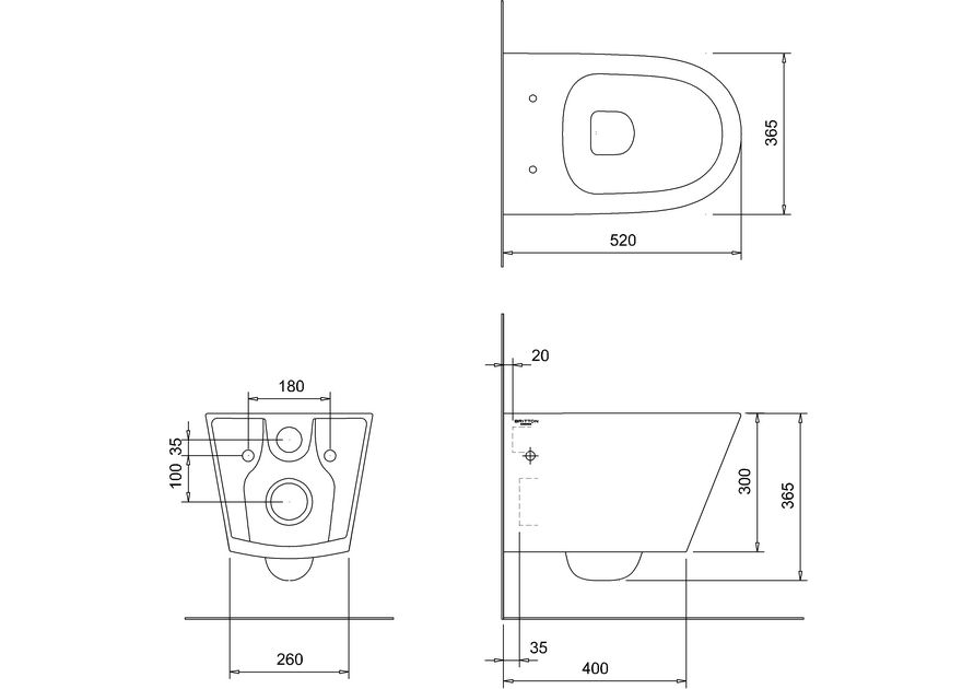 Britton Sphere Rimless Wall Hung WC Including Seat - Unbeatable Bathrooms