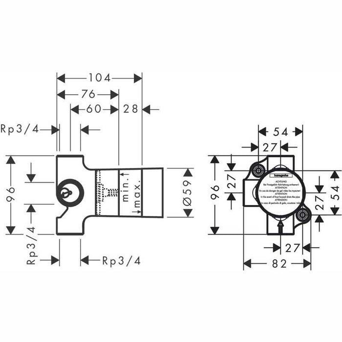 Hansgrohe Shut-Off / Diverter Valve S Trio / Quattro for Concealed Installation - Unbeatable Bathrooms
