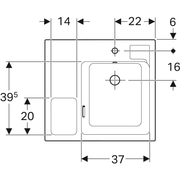 Geberit Bambini 600mm School Wall Hung Basin with Recessed Sponge Tray - 0 & 1TH - Unbeatable Bathrooms