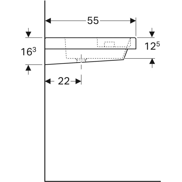Geberit Bambini 600mm School Wall Hung Basin with Recessed Sponge Tray - 0 & 1TH - Unbeatable Bathrooms
