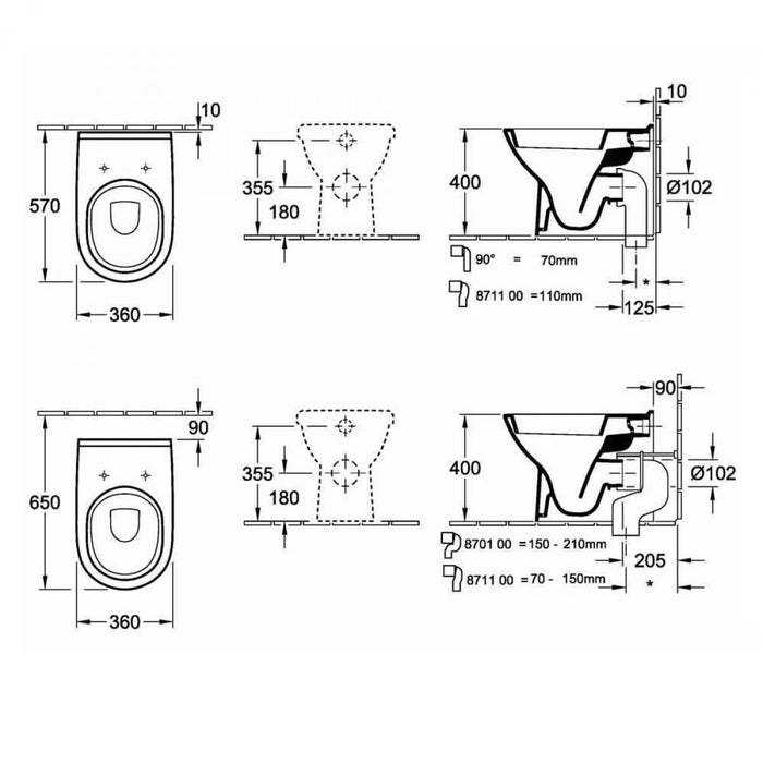 Villeroy & Boch O.Novo Back-To-Wall Toilet - Unbeatable Bathrooms