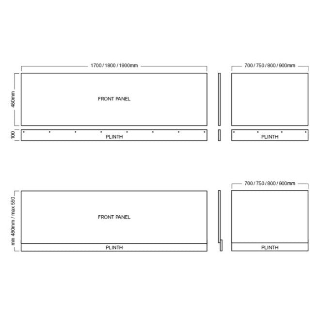 Halite 1700mm Waterproof Front Bath Panel - White Gloss - Unbeatable Bathrooms