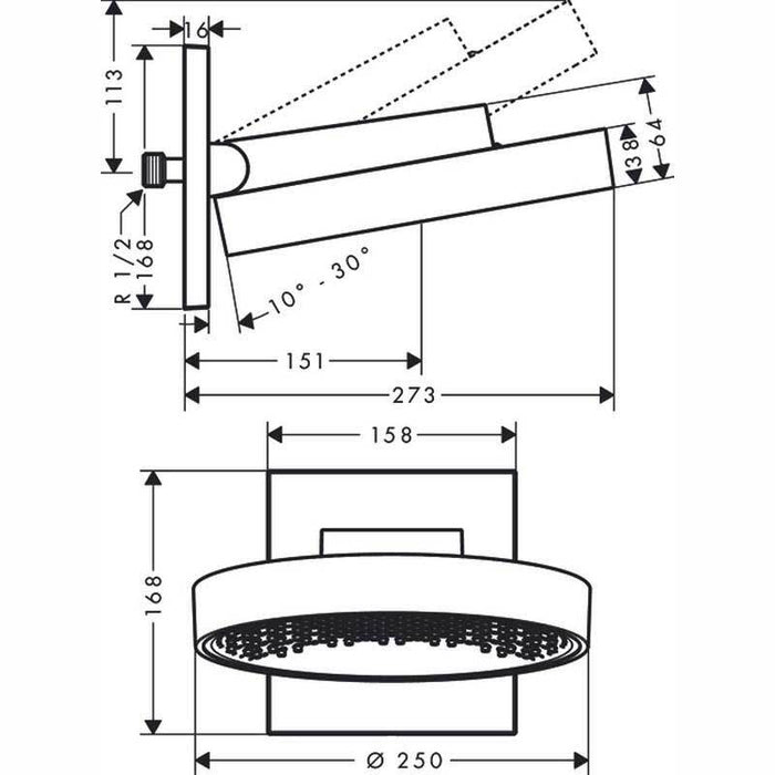 Hansgrohe Rainfinity - Overhead Shower 250 1Jet with Wall Connector - Unbeatable Bathrooms