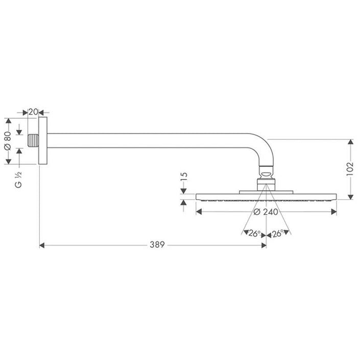 Hansgrohe Raindance S - Overhead Shower 240 1Jet Ecosmart 9 l/min with Shower Arm - Unbeatable Bathrooms