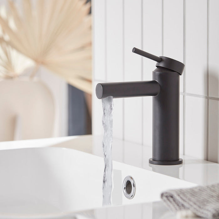 Tavistock Anthem Basin Mixer Tap with Click Waste - Matt Black - Unbeatable Bathrooms