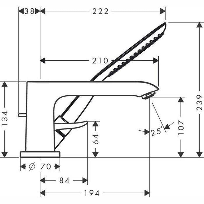 Hansgrohe Metris - 3-Hole Rim-Mounted Single Lever Bath Mixer - Unbeatable Bathrooms