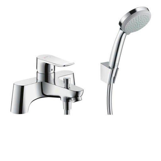 Hansgrohe Metris - 2-Hole Rim-Mounted Manual Single Lever Bath Mixer Lowpressure Min. 0.2 Bar with Diverter Valve and Croma 100 Hand Shower Vario - Unbeatable Bathrooms