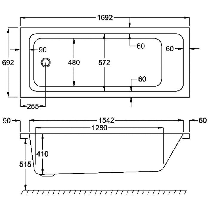 Carron Quantum Single Ended Bath - White - Unbeatable Bathrooms