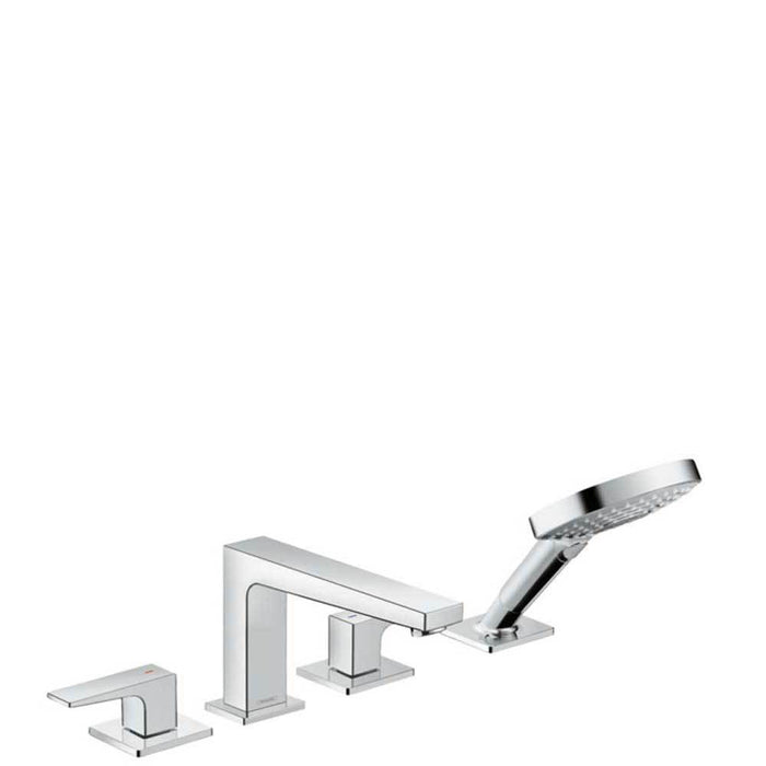 Hansgrohe Metropol - 4-Hole Rim-Mounted Bath Mixer with Lever Handle - Unbeatable Bathrooms