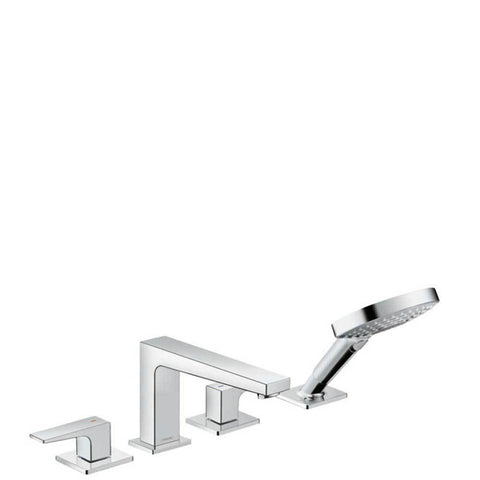 Hansgrohe Metropol - 4-Hole Rim-Mounted Bath Mixer with Lever Handle - Unbeatable Bathrooms