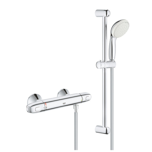 Grohtherm 1000 Thermostatic Shower Mixer 1/2" with Shower Set - Unbeatable Bathrooms
